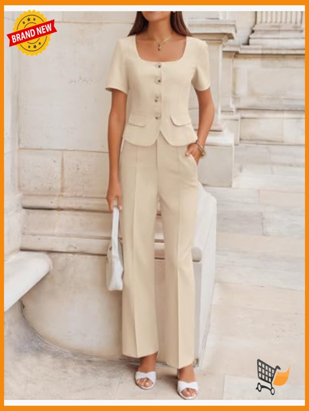 Women's 2-Piece Blazer & Wide Leg Pants Set Business Casual - Picture 4 of 7
